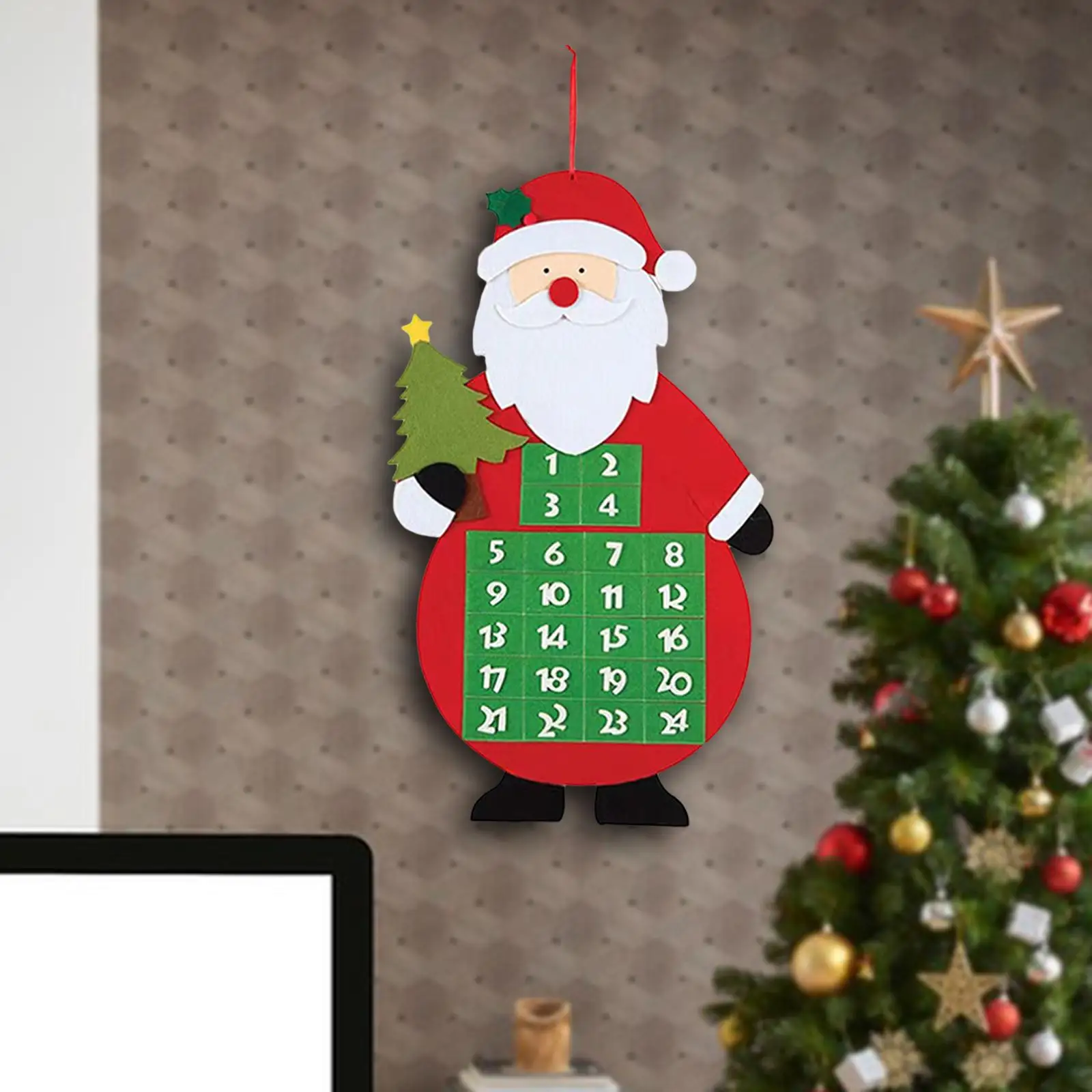 DIY Felt Advent Calendar with 24 Days Pockets Wall Hanging Decor for decor