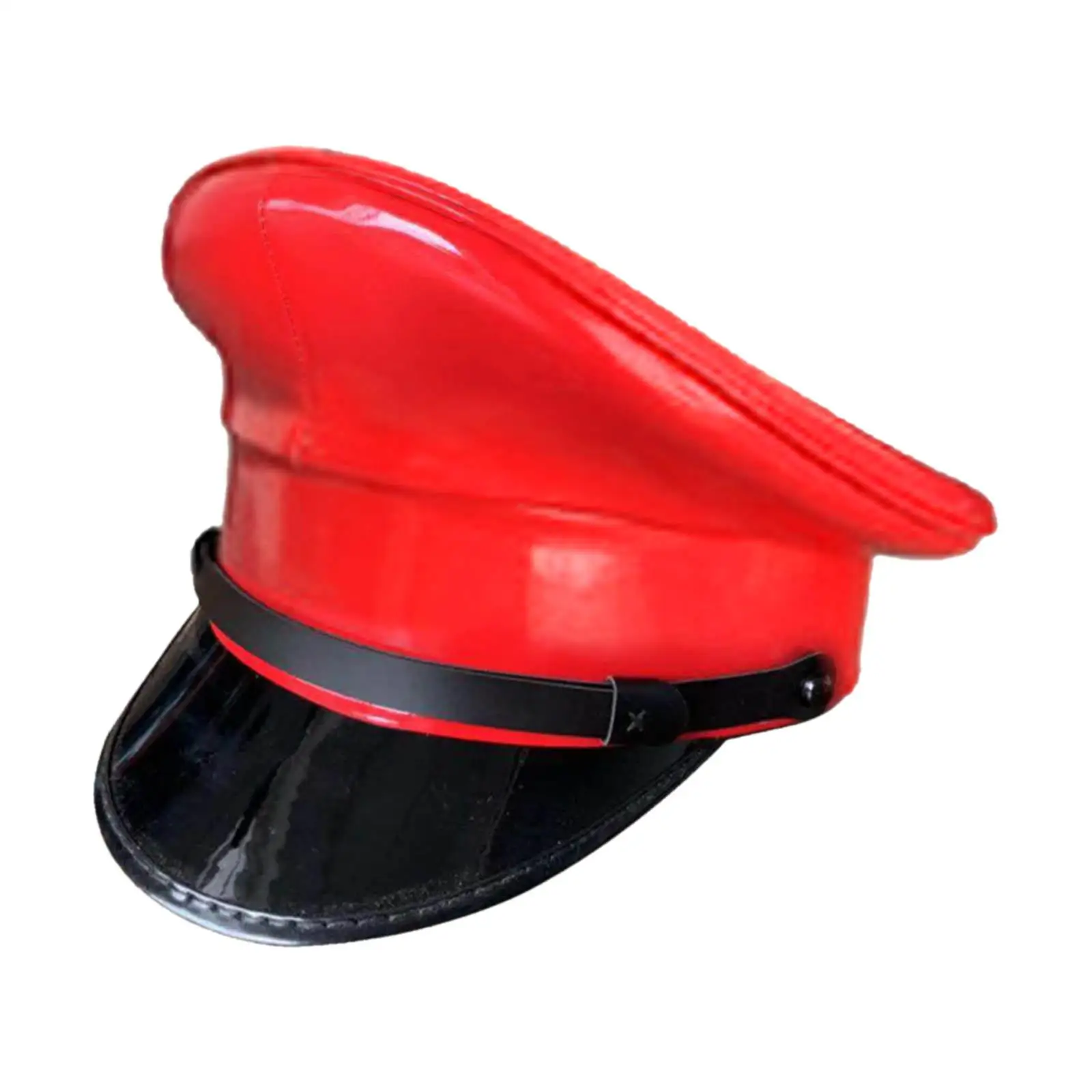 Captain Hat Uniform Deluxe Props PU Leather Security Guard Hat Guard Hat for Stage Performance Nightclub Cosplay Adult Men Women