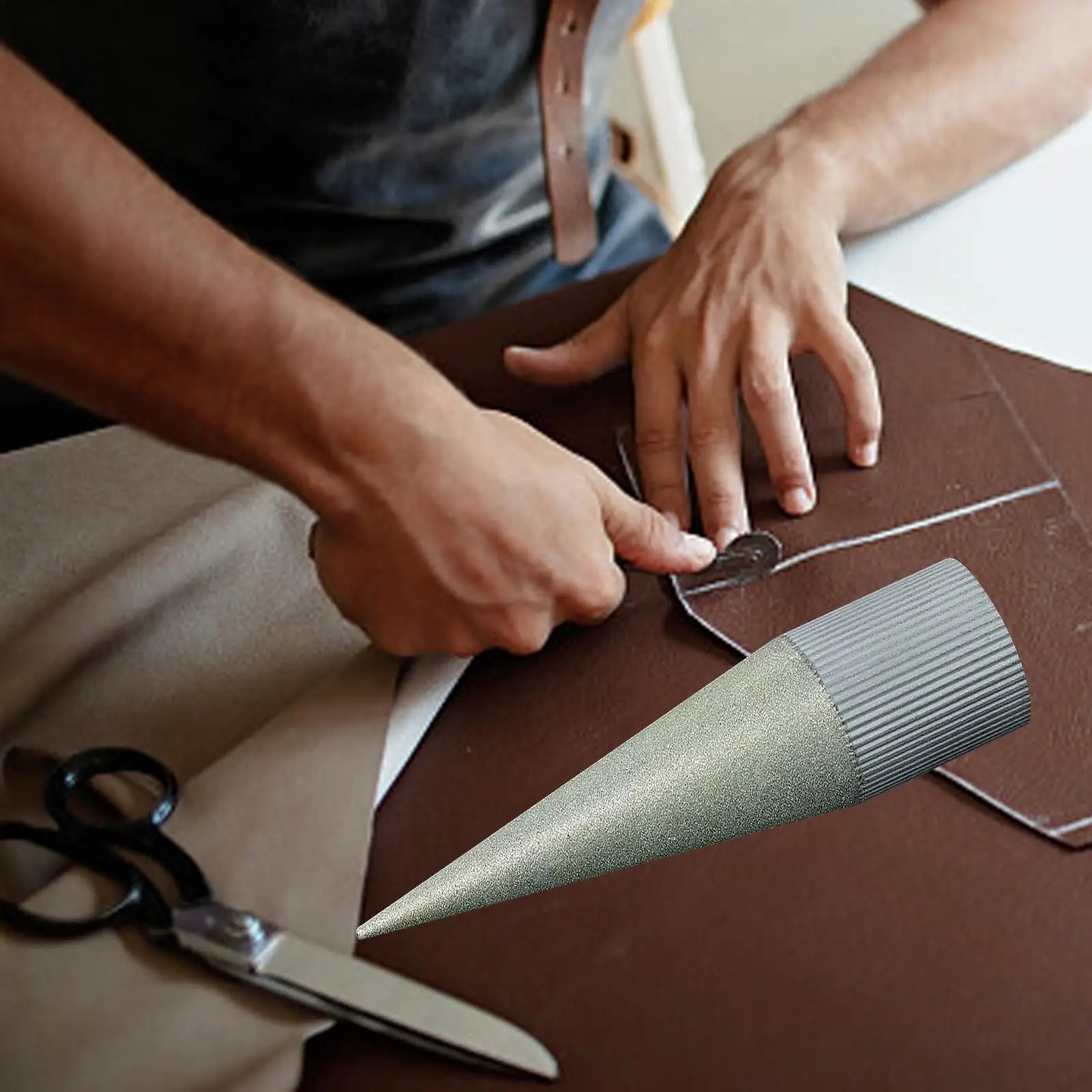 Emery Round Hole Punch Polisher Heavy Duty Grinder Tool Hand Tools Sharpener Handmade Sharpening DIY PU Leather