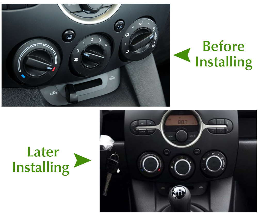 3 TEIL/LOS PASSEND FÜR MAZDA 2 M2 DEMIO 07-14 SCHALTER KNOPF KNOPFEN HEIZUNG WÄRMELKLIMATUR KONTROL TASTEN ZIFFERBLATT RAHMEN AC KLIMA – Detail 2
