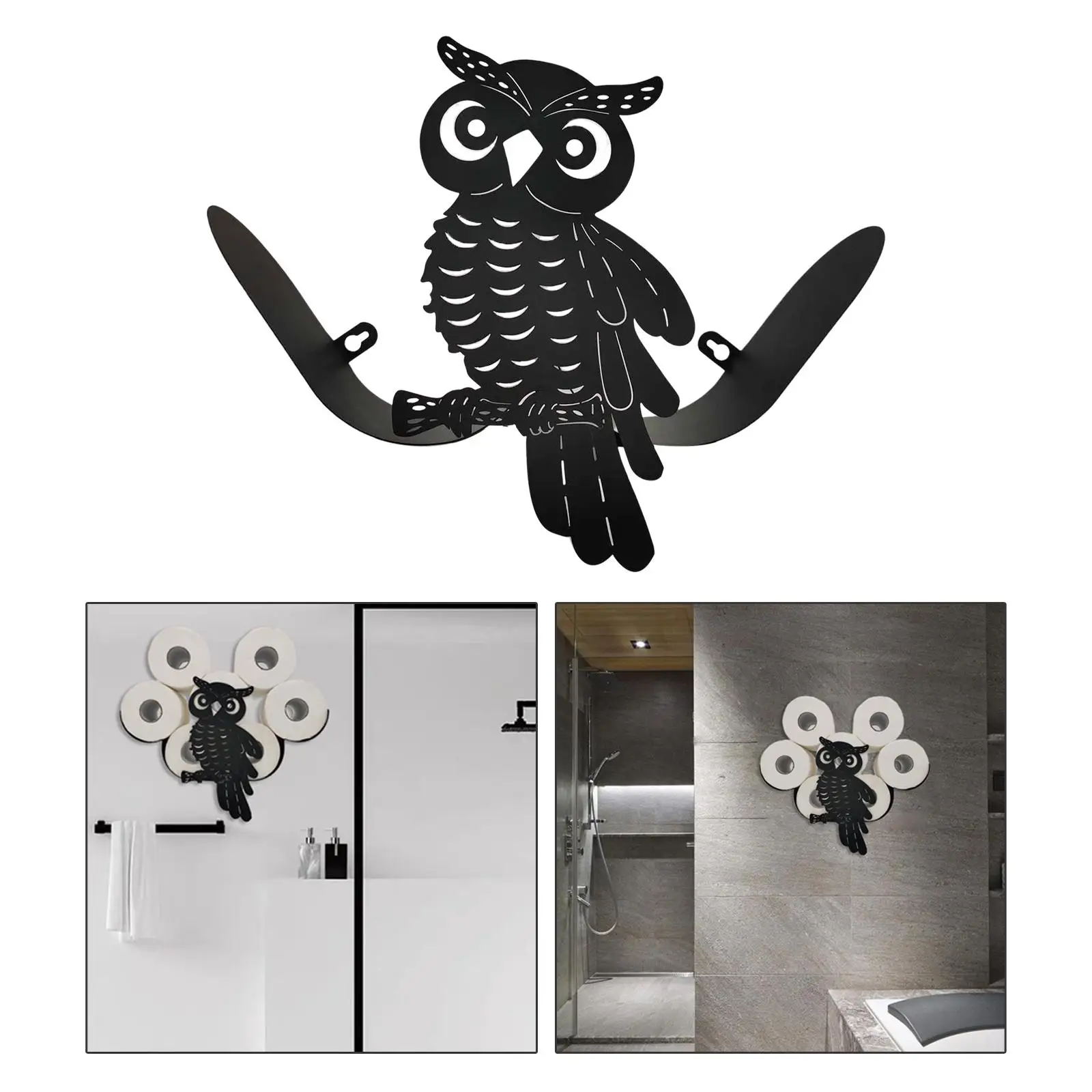 Unique Toilet Paper Holder Iron Owl Shape Roll Tissue Paper Storage Toilet Tissue Holder for Toilet Bathroom Organizer Decor