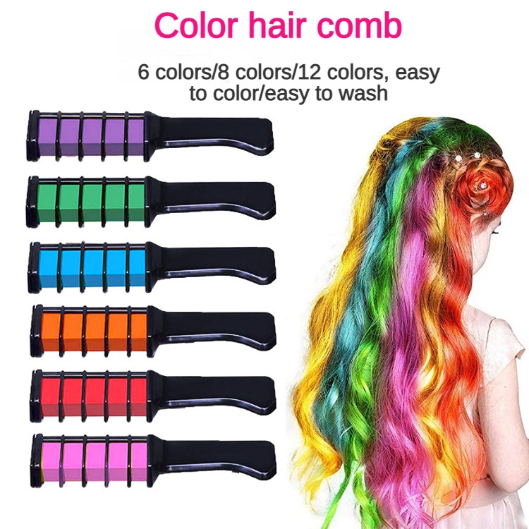 Description Picture 2 of item1pc Hair Mascara New Design Crayons for Hair Color Chalk for the Hair Color Temporary Blue Hair Dye With Comb 8 colors