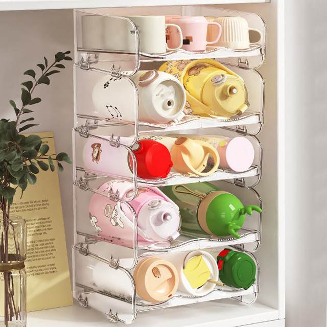 New Water Bottle Storage Rack Organizer Holder Stackable Cupboard Organizer  Refrigerator Box For Kitchen Organization Cup Holder - AliExpress