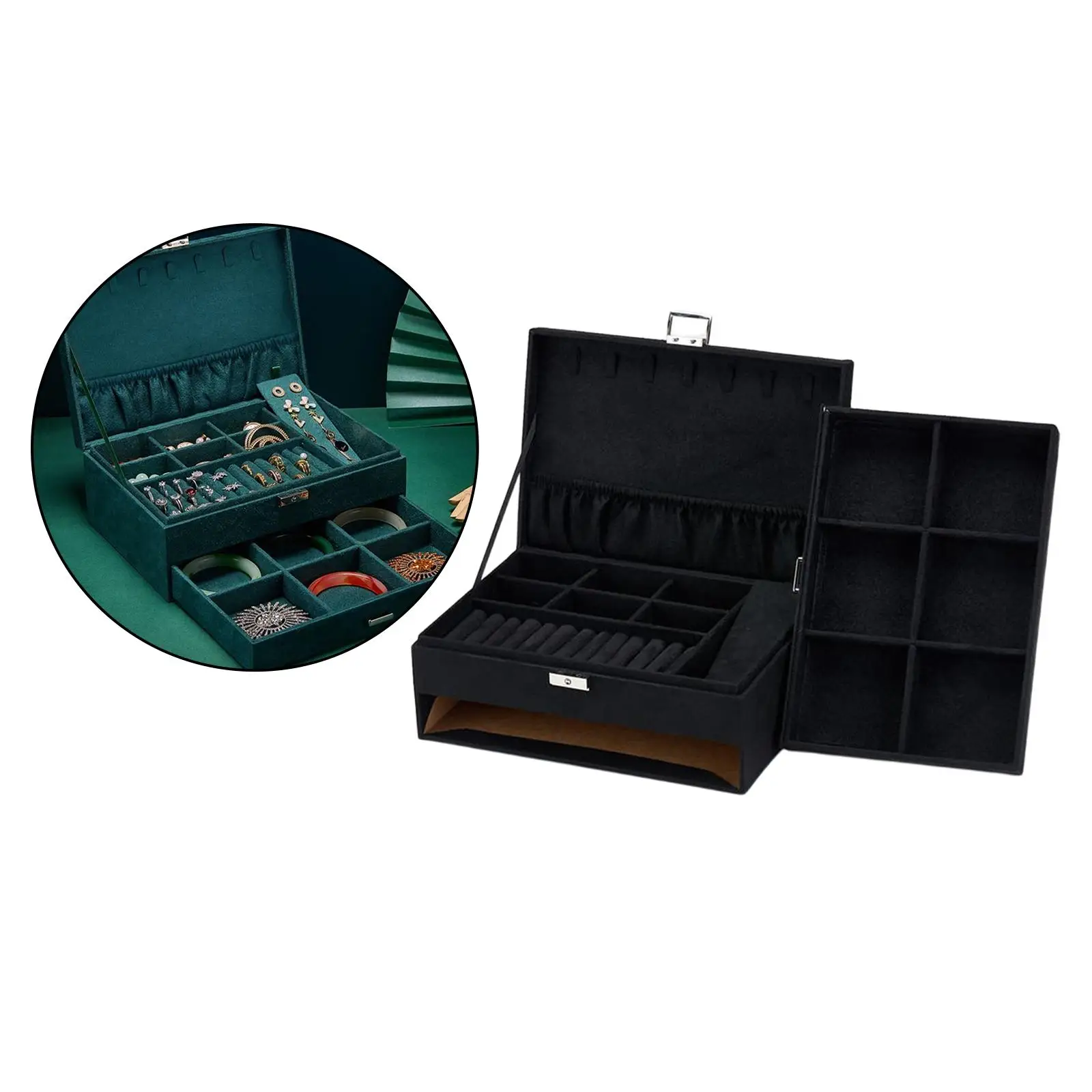 Jewellery Box Large Jewelry Storage Organiser, Jewellery Case Compact Size