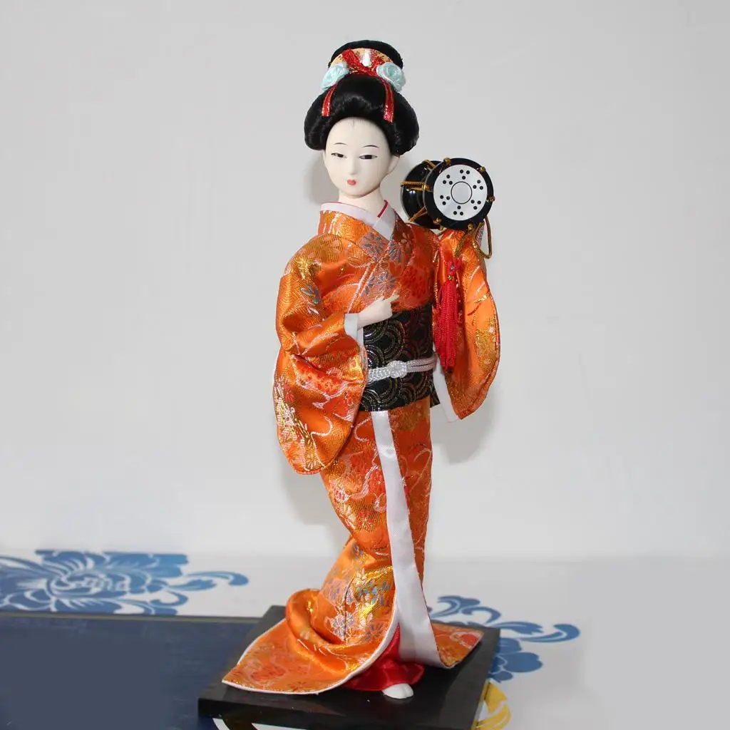 12inch Japanese Geisha Dolls with Display Stand for  Desk Decor