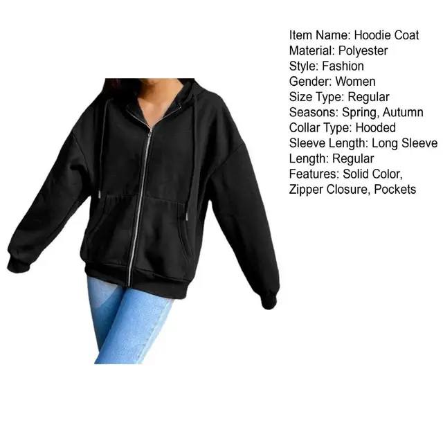 Women Sweatshirt Jacket Winter Clothes Female Zip Up Oversize Hoodies  Casual Loose Black Brown Hoodie Vintage Fleece Pullover - AliExpress