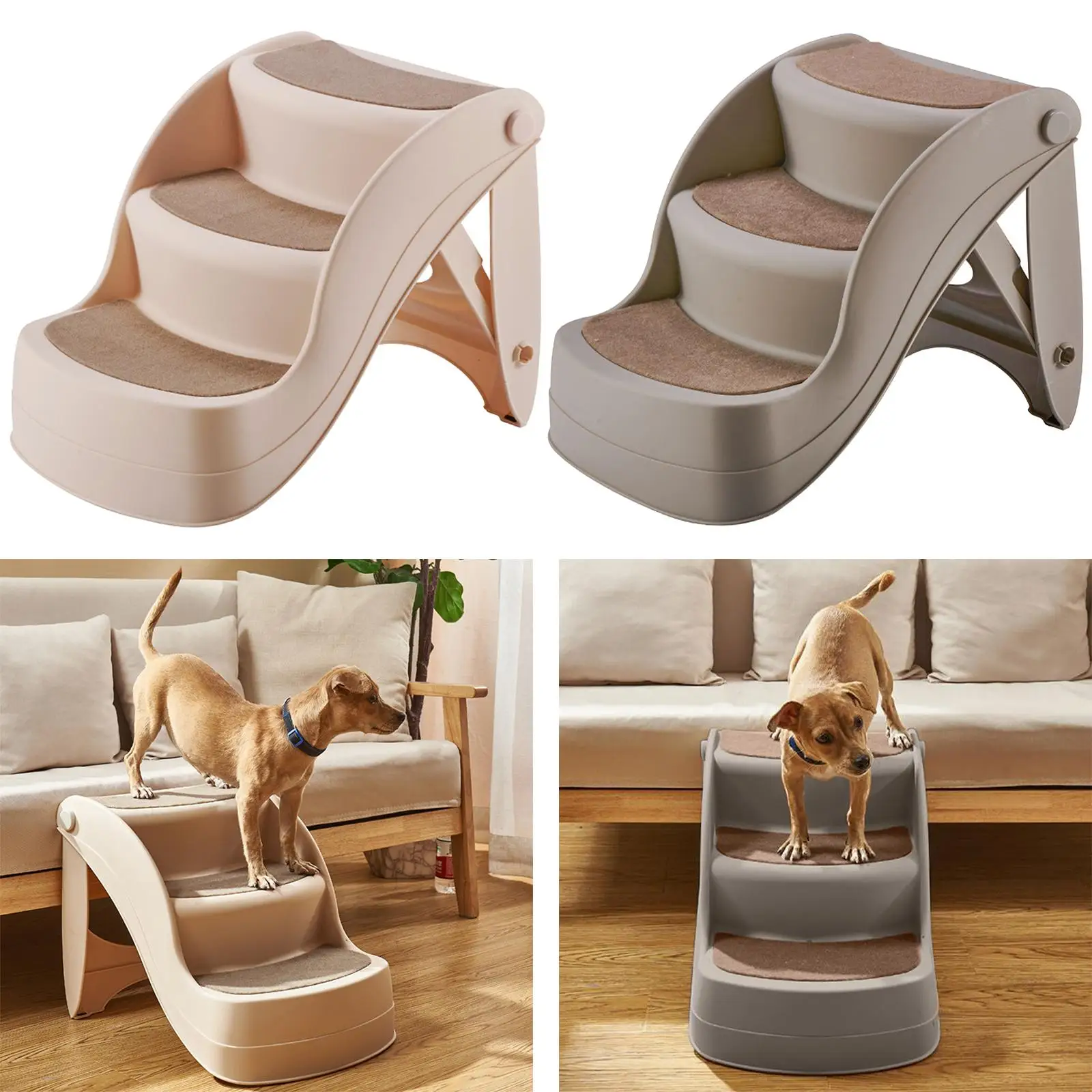 Folding Plastic Dog Pet Stairs Indoor/Outdoor ,Fit Easily in The Closet No Slipping for Home and Vehicle Safe Lightweight