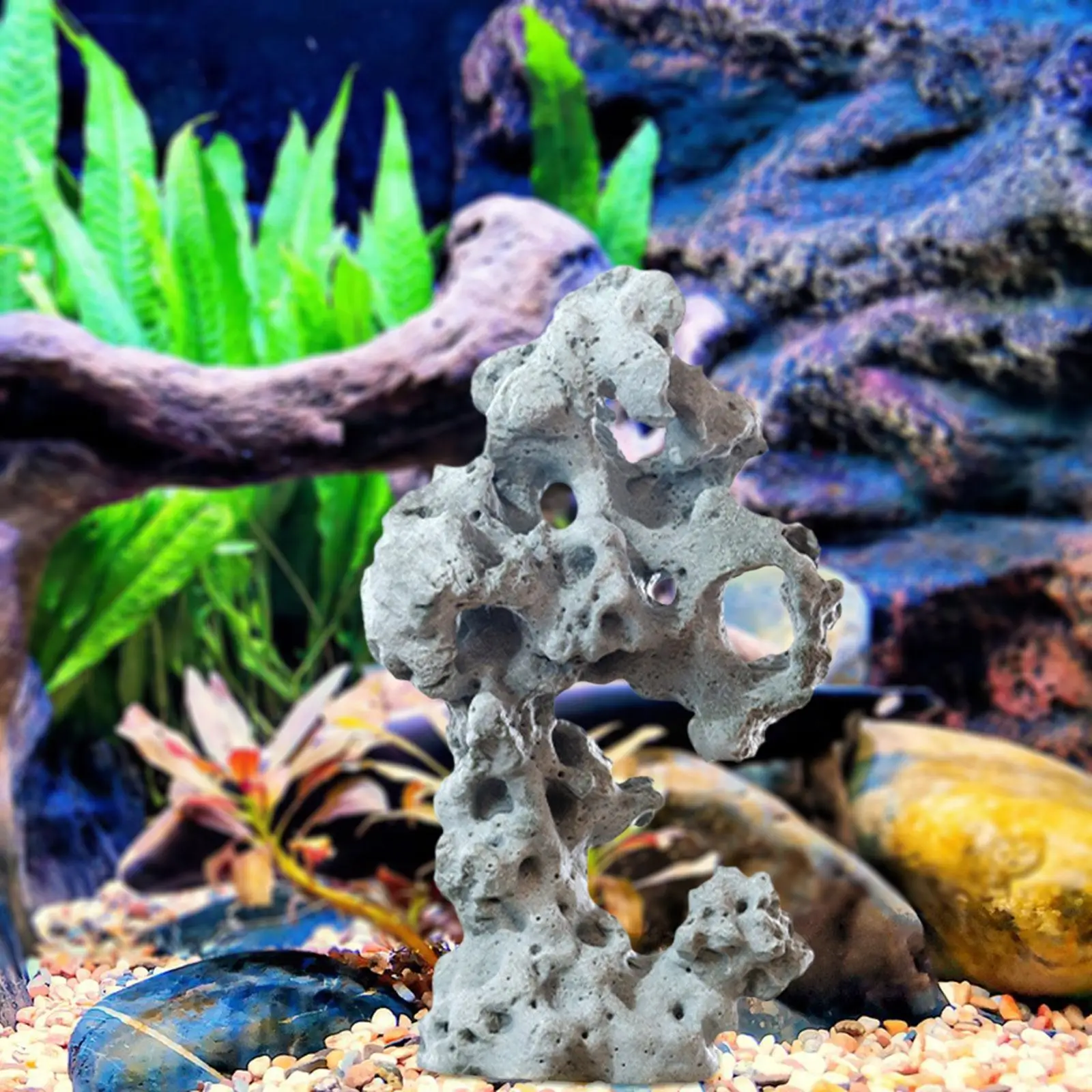 Fish Tank Rock Aquarium Landscape Artificial Rockery Resin Decor Layout Durable Landscaping` Fish Hiding Cave Fish Tank Decor