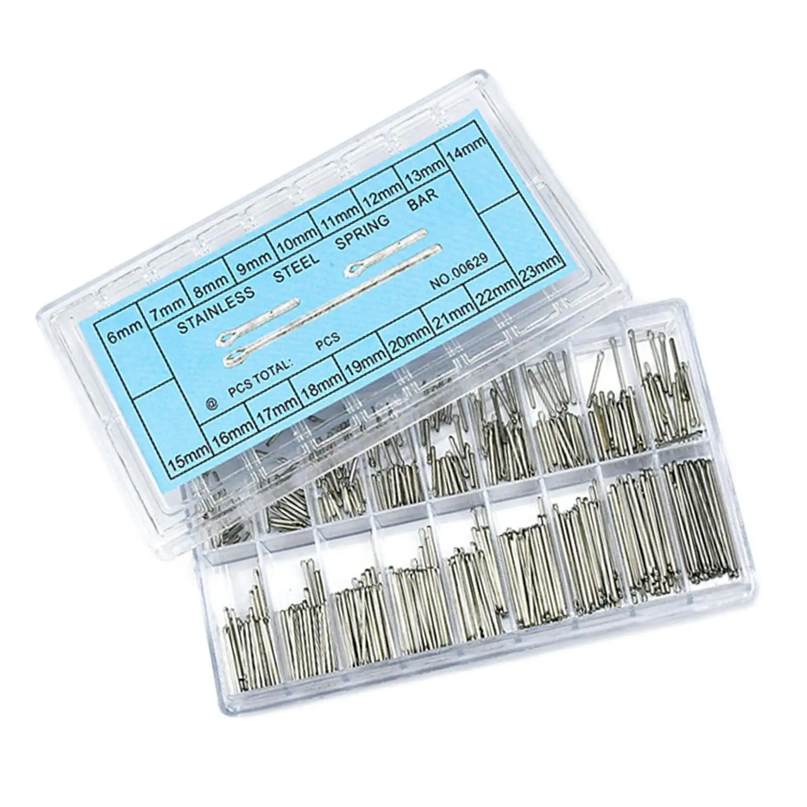 360Pcs Metal Watch Band Link Pins 6-23mm Watchmaker Beads Split Pin, Hairpin, Repair Tools, Organized in A Box Straight Pin