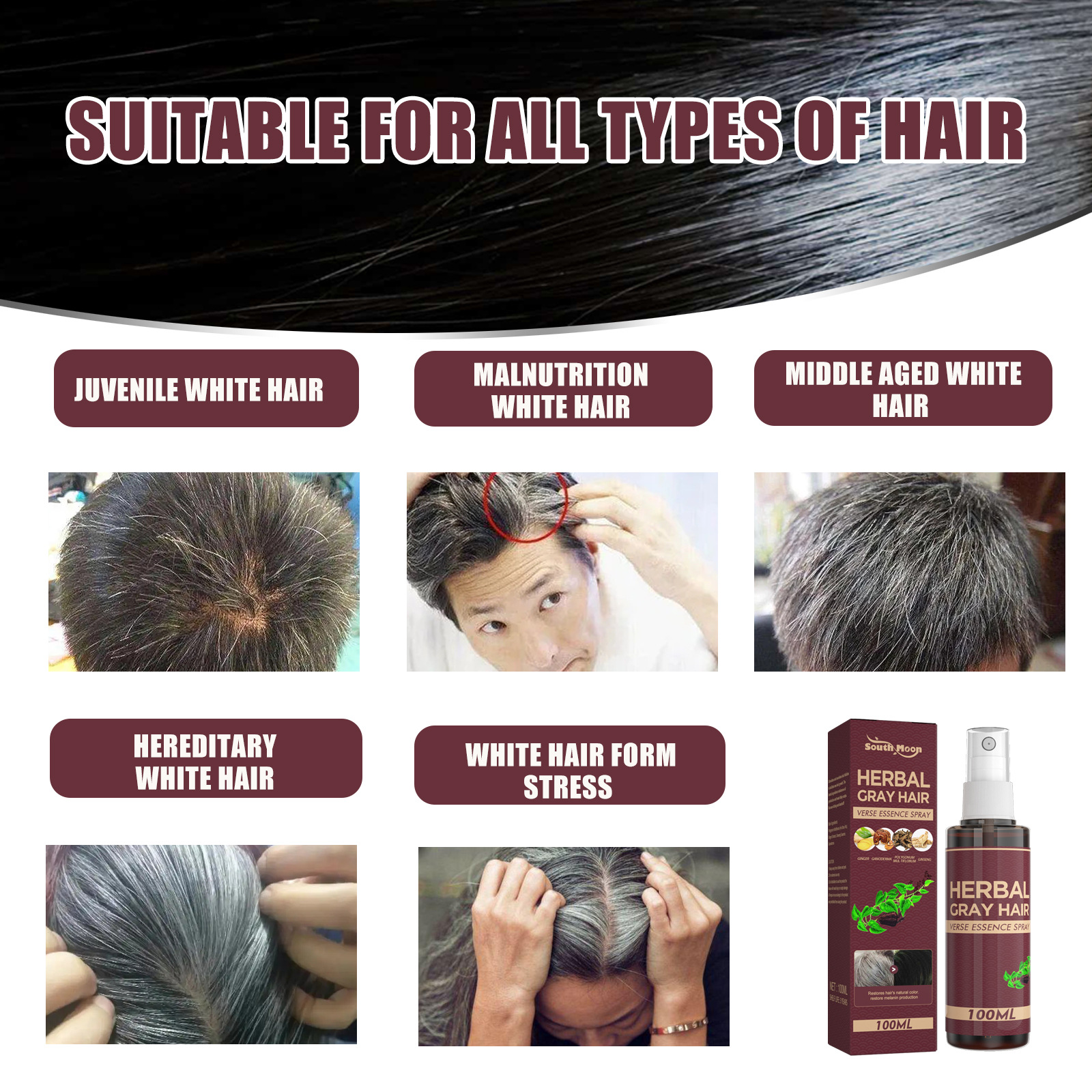 Best of Gray White Hair Treatment Spray Serum Liquid Repair Fast Regrowth Nourish Damaged ScalpBlack Hair Anti Loss Hair Care Women Men Reviews & Tips - Image 4