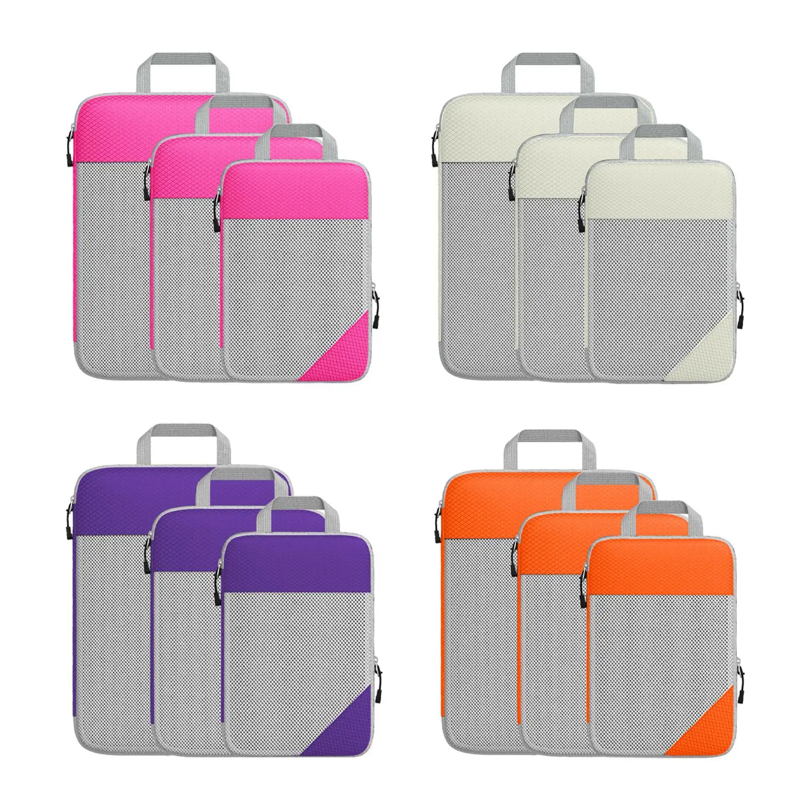 3Pcs Compression Packing Cubes, Luggage Packing Organizers Space Saving Portable Travel Organizer Cubes for Outdoor Camping