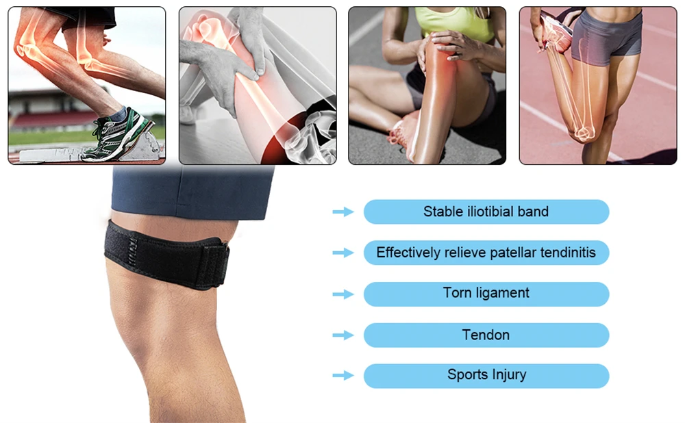 1-teiliges IT-Band-Gurt, Iliotibial-Band-Kompressionsbandage, Unterstützung bei Knieschmerzen im Nacken-, Oberschenkel- und ITB-Syndrom, Laufen und Übung – Detail 4