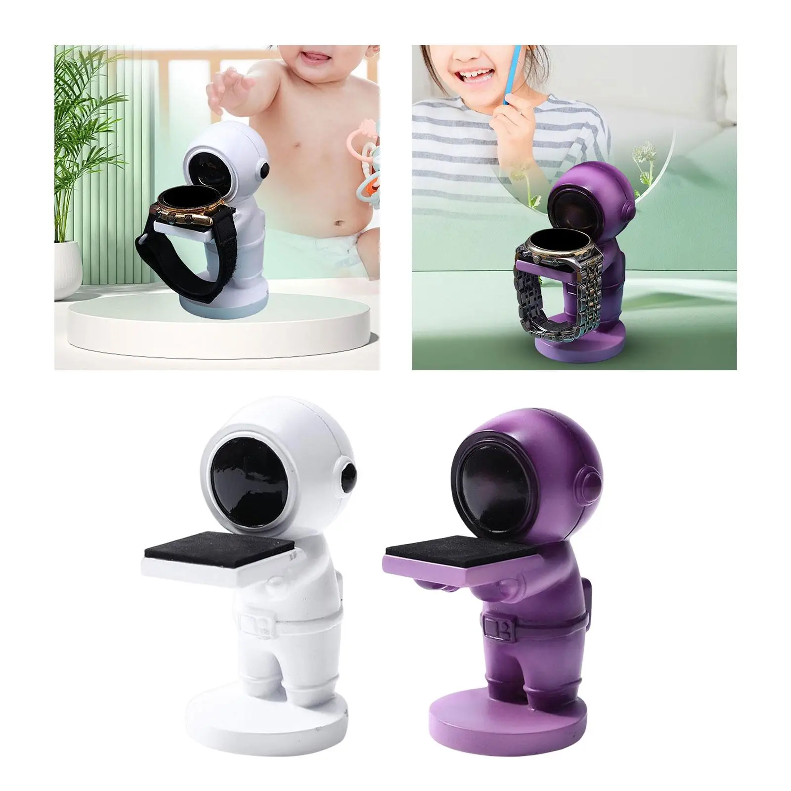 Astronaut Watch Stand Photo Props Figurine Storage Rack Fittings Jewelry Organizer for Bracelets Rings Desk Bedroom Entryway