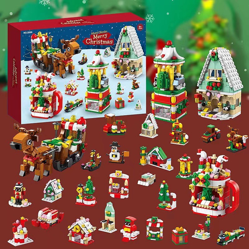 Description Picture 3 of item24Days Christmas Advent Calendar Building Blocks Box DIY Nutcracker Santa Claus Bricks for Kid Christmas Gift Countdown Calendar
