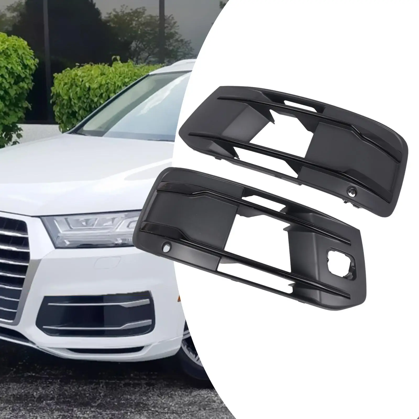 Replacement Front Fog Light Grille Matte Black 4M0807681T 4M0807682T Durable Professional Lightweight Automobile Accessories