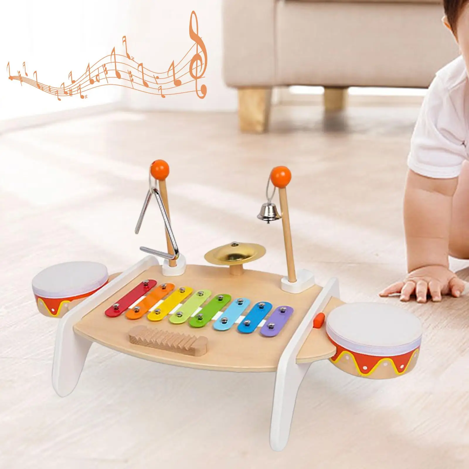 Portable Xylophone Toy Montessori Toy Wooden Percussion Toy for Children Boys Birthday Gift