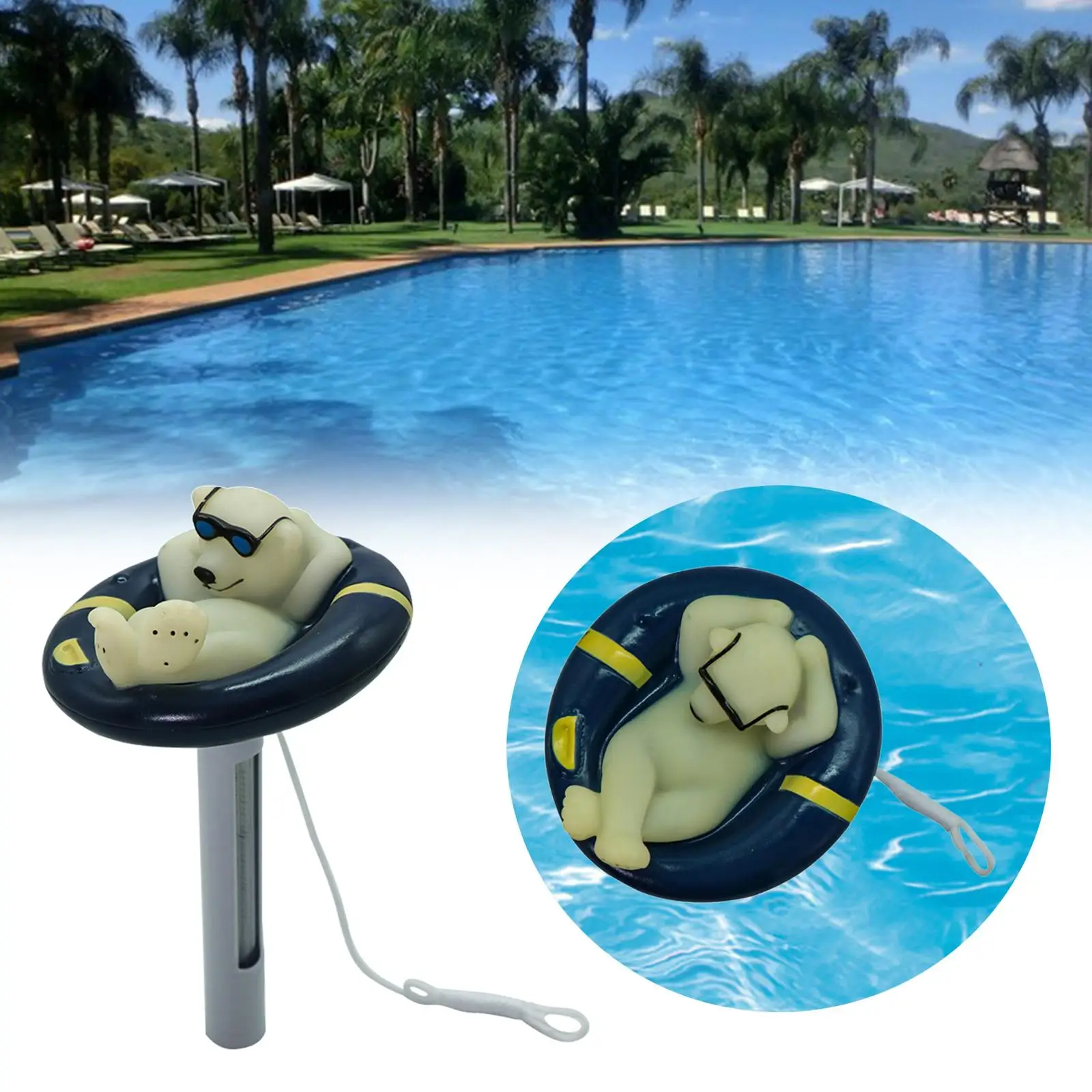 Polar Bear Swimming Pool Thermometer Measurement Tool Floating Bath Water Thermometer for Aquariums Baby Pool Hot Tubs Easy Read
