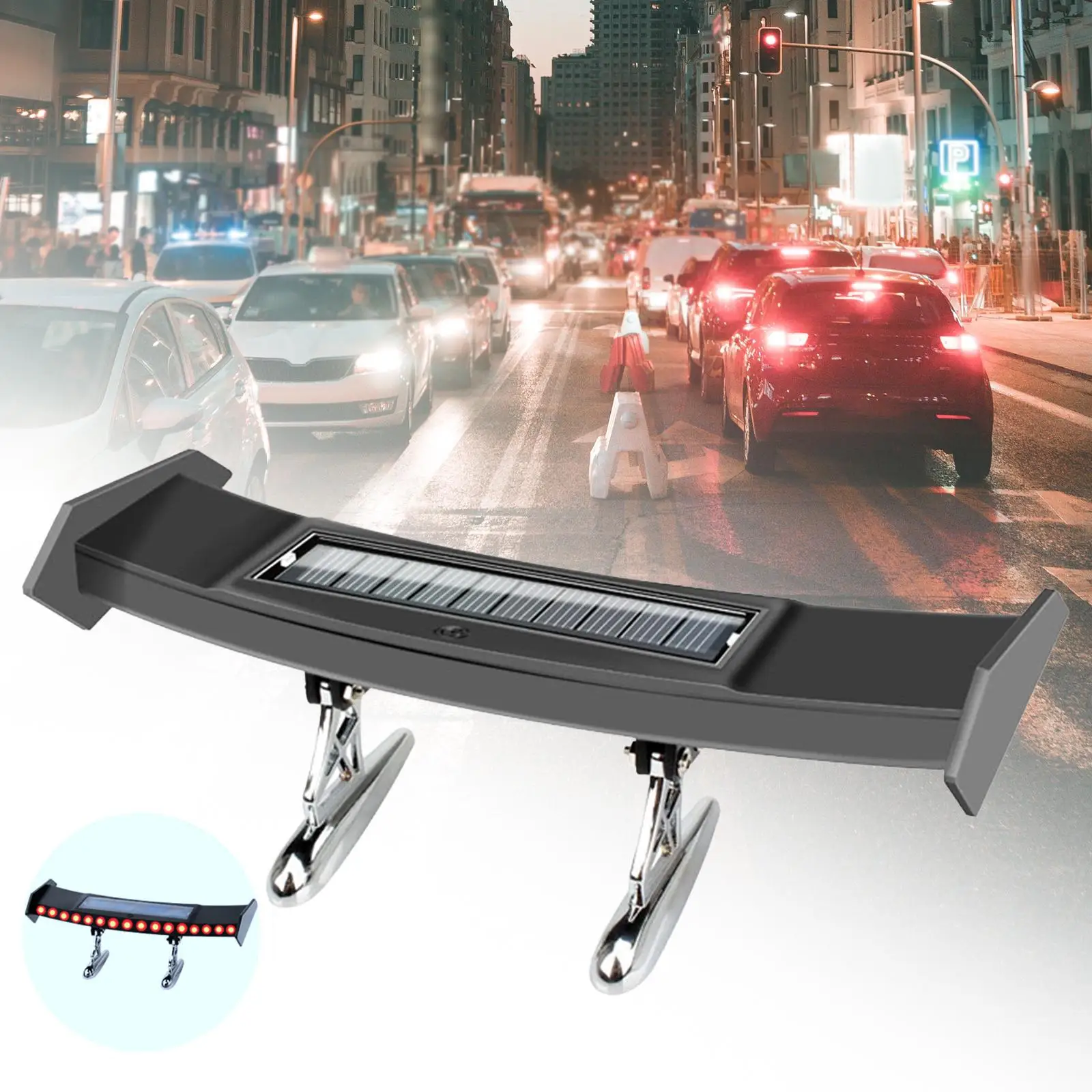 Solar Car Rear Spoiler Light Automobile Accessories Easily Installed Durable for Driving