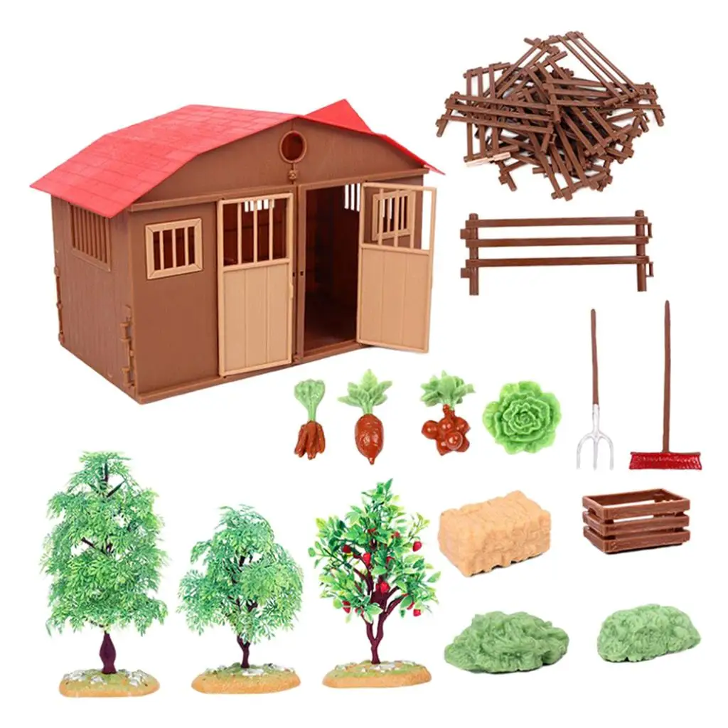 Simulation Crafts DIY Farm House Trees Educational Playhouse Decor Props
