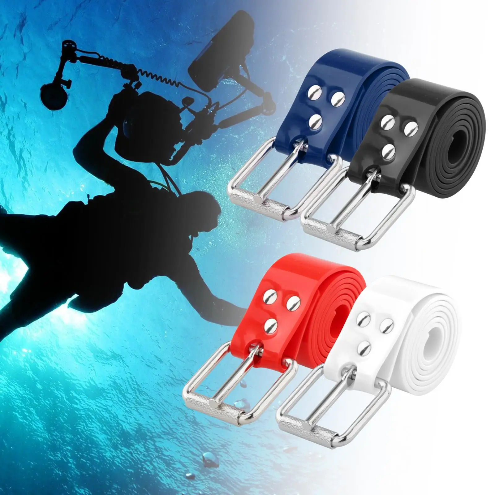 85cm-1.3M Cuttable Silicone Diving Weight Belt Waist Weight Belt Pouch Quick Release Buckle for Scuba Diving Spearfishing