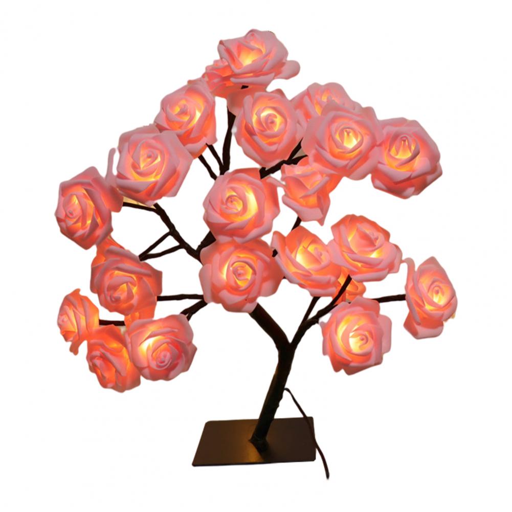 LED Cool Appearance Rose Tree Night Light Plastic Valentine's Day Rose Tree Table Light Home Decor