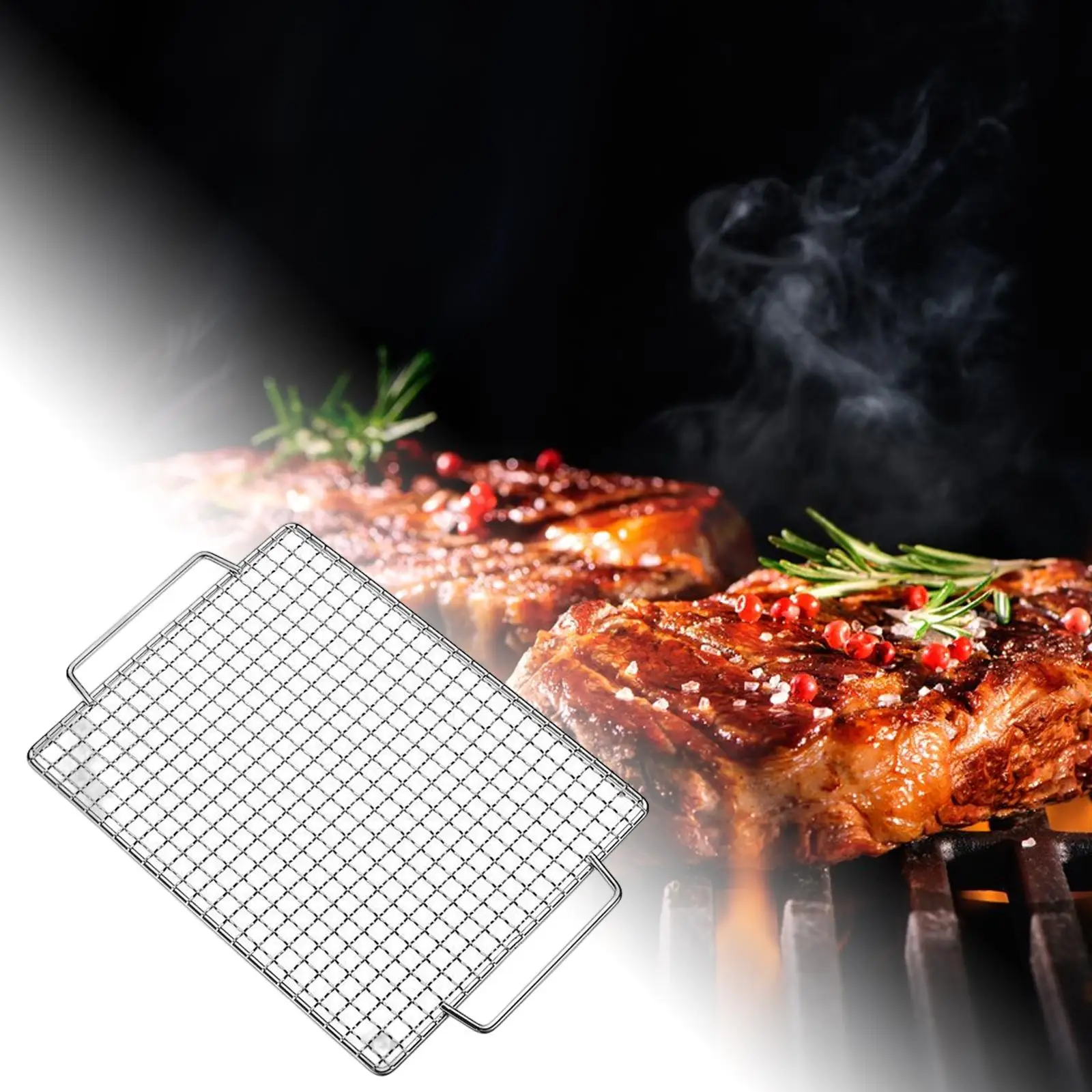 Portable Barbecue Grill Net Multifunction Stainless Steel Grill Pan Mesh for Cooking Camping Picnic Tool Garden Baking