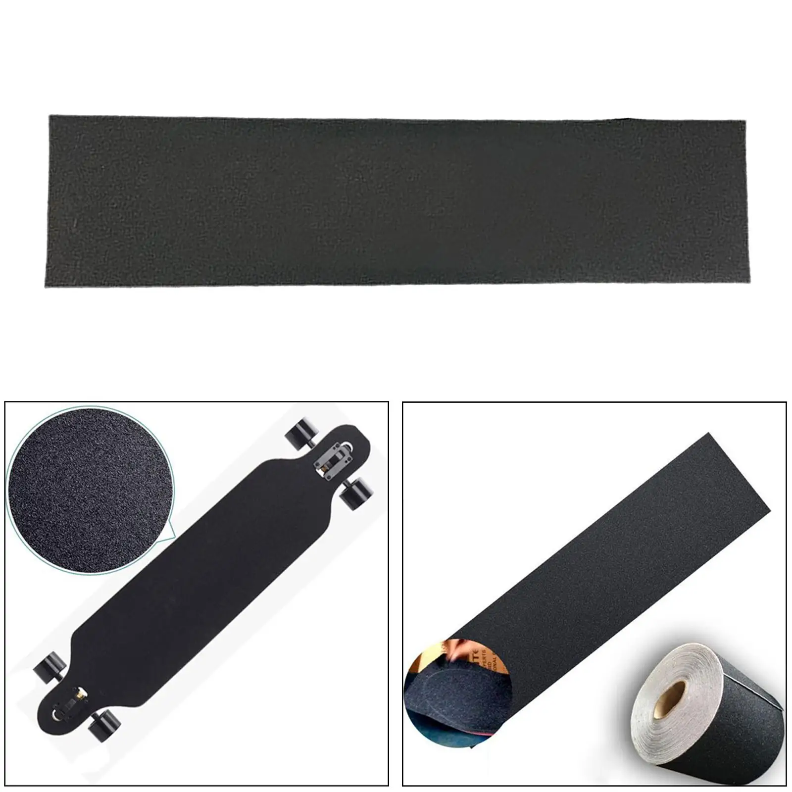 Skateboard Grip Tape, Anti-Skid Longerboard Sandpaper, Scooter Scrub Stickers, Bubble Free Skating Board Griptape Sheet Black