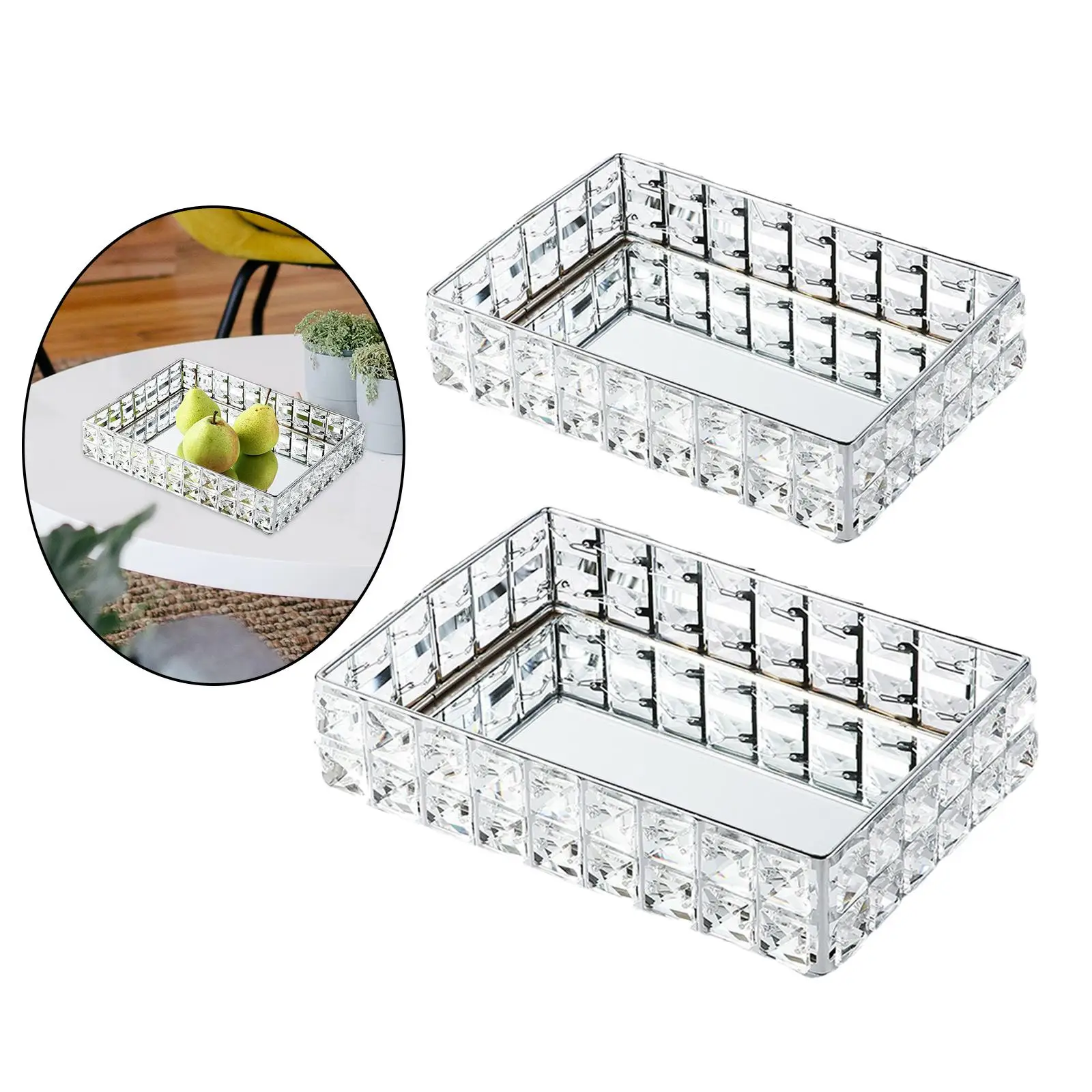 Crystal Mirrored Tray Ornate Wedding Table Centre Candle Plate Chic Gifts