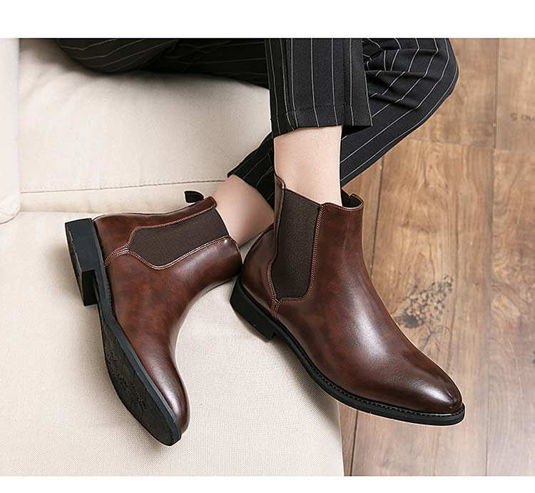 Title 7, Nouveau Chelsea bottes hommes chaussures PU mar...