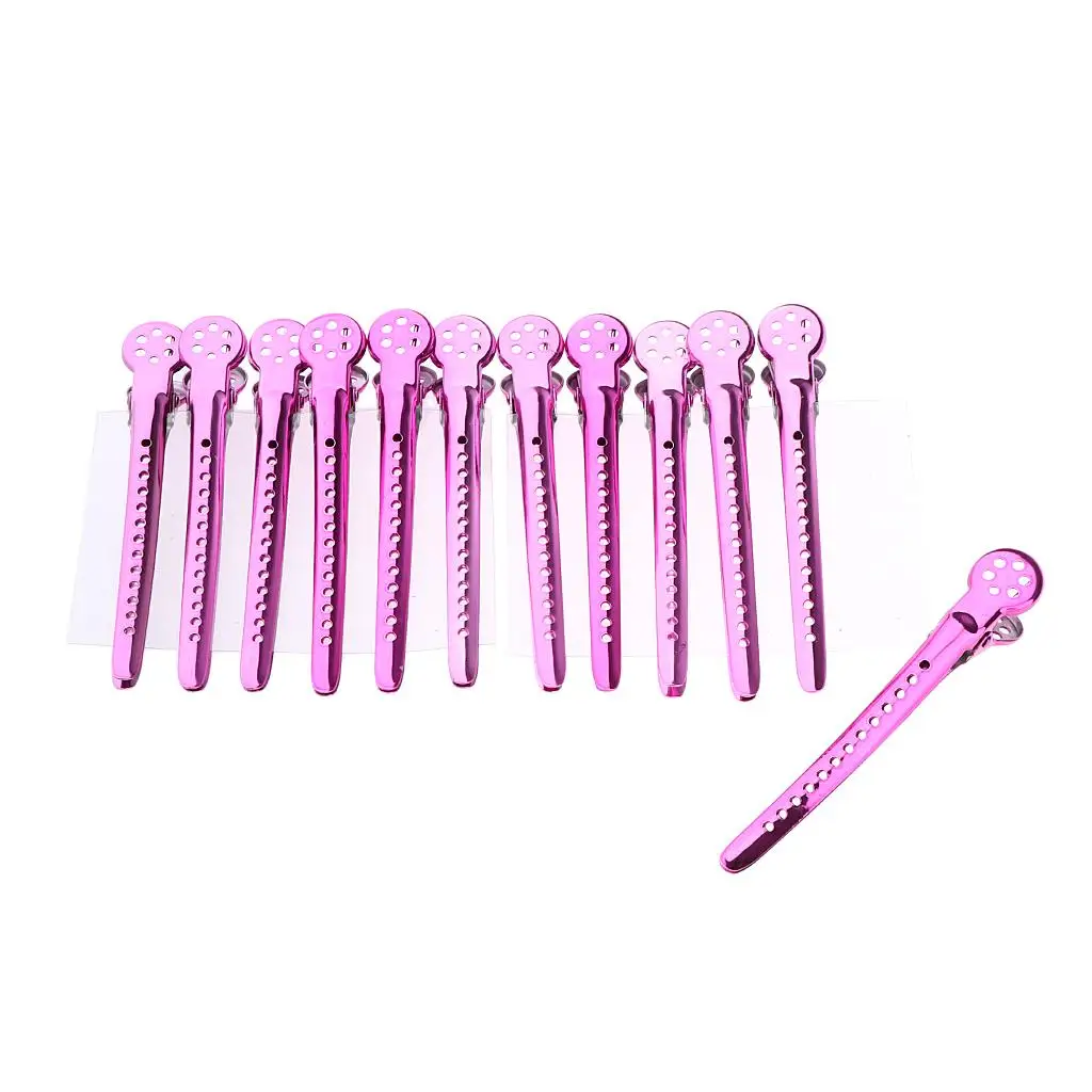 12Pcs Stainless Steel Hair Clips Professional Salon Sectioning Curling Grips Pins Hairdressing Tools , 5 Colors Optional