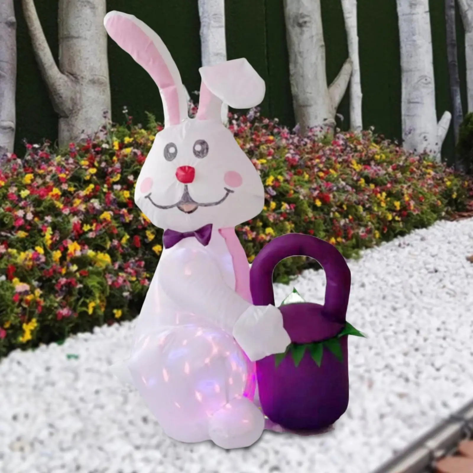 Cute LED Light Easter Inflatable Decorations Rabbit Inflatable Toys Rabbit Ornament for Home Patio Holiday Garden Decor