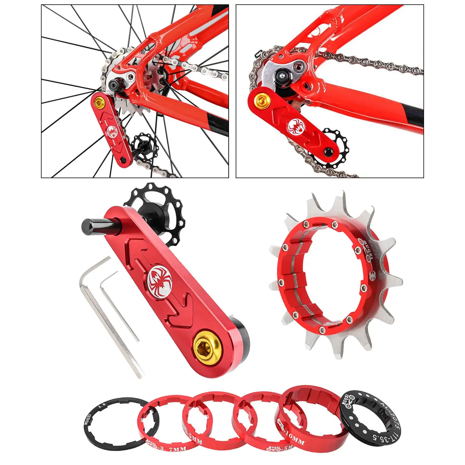 Bike Single Speed Cassette Cog Spacers MTB Bicycle Chain Tensioner Adjuster