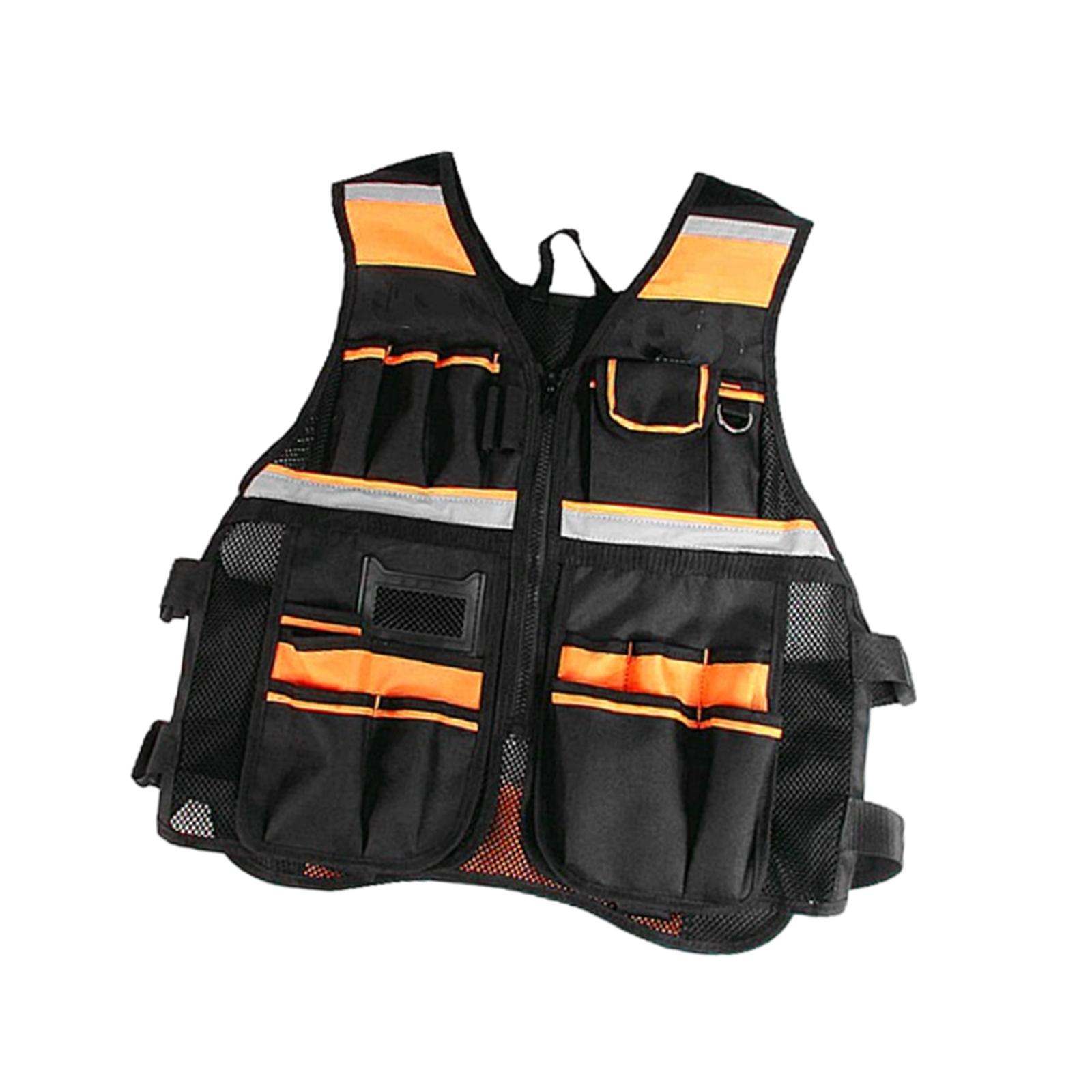 Safety Tool Vest Reflective Electrician Carpenters Work Vest for Men with Pockets Workwear for Industrial Household Construction