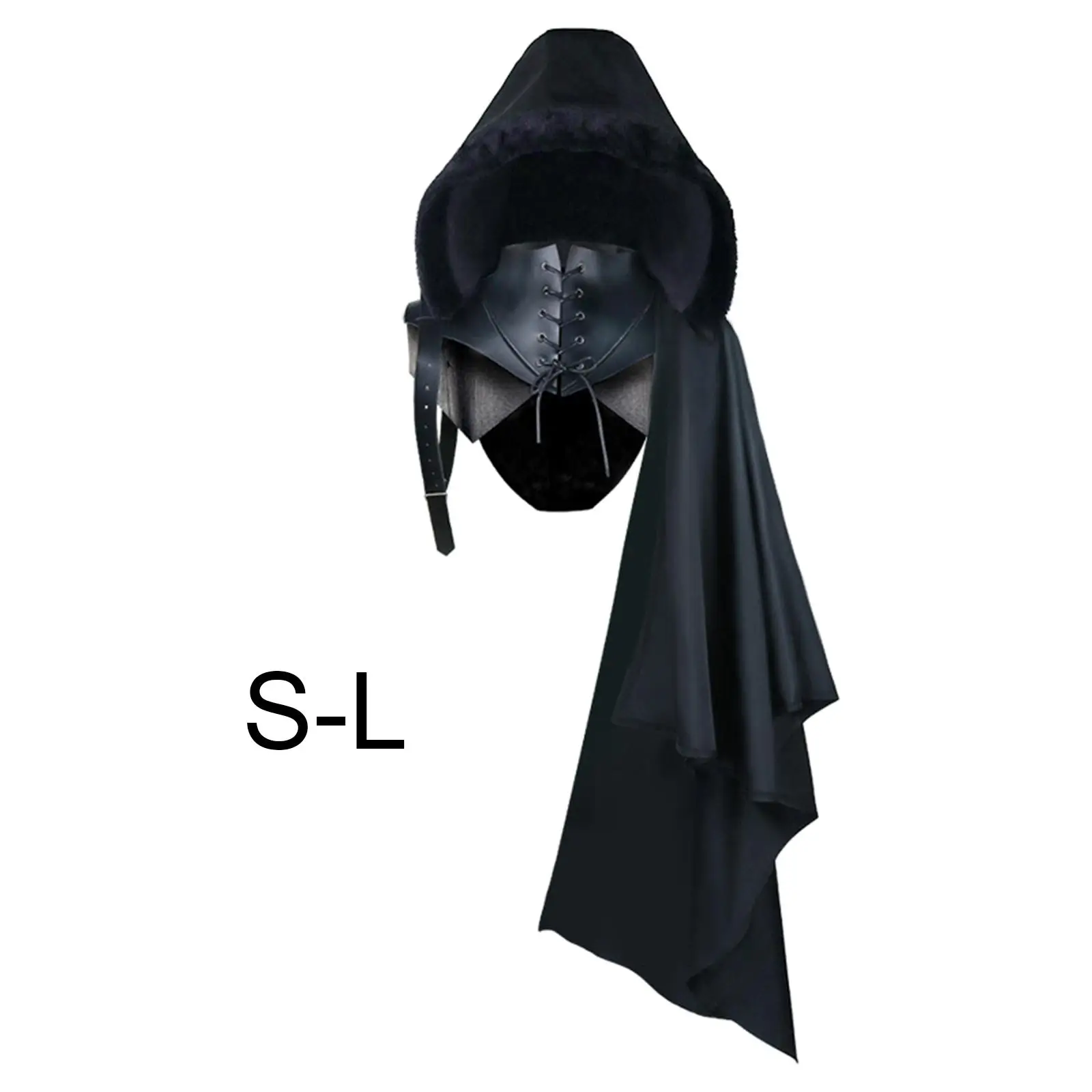 Unisex Black Cape Cloak Retro Cape Cosplay Gothic Punk Uniform Hooded Cloak