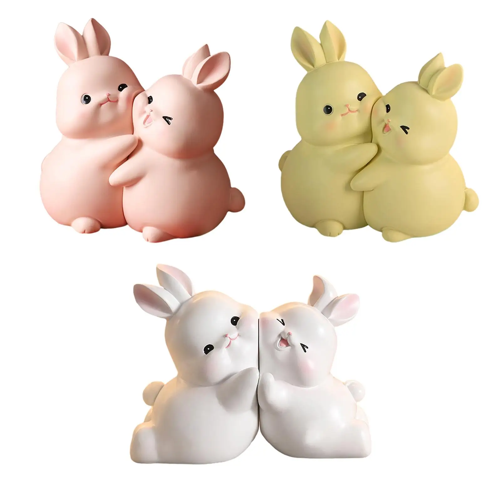 Rabbit Bookends Lovely Resin Animal Figurines Book Organizer Support Book Ends to Hold Books for Shelves Home Cabinet Desk Decor