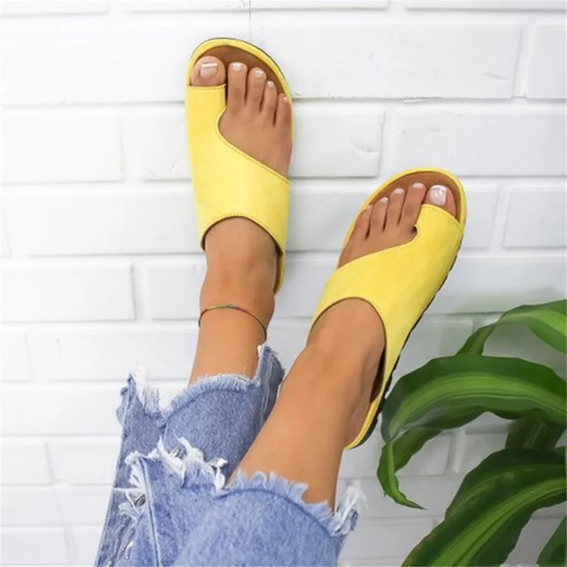 New Women Slippers Flat Sole Casual Soft Big Toe Foot  Sandal Women Shoes Comfy Platform Orthopedic