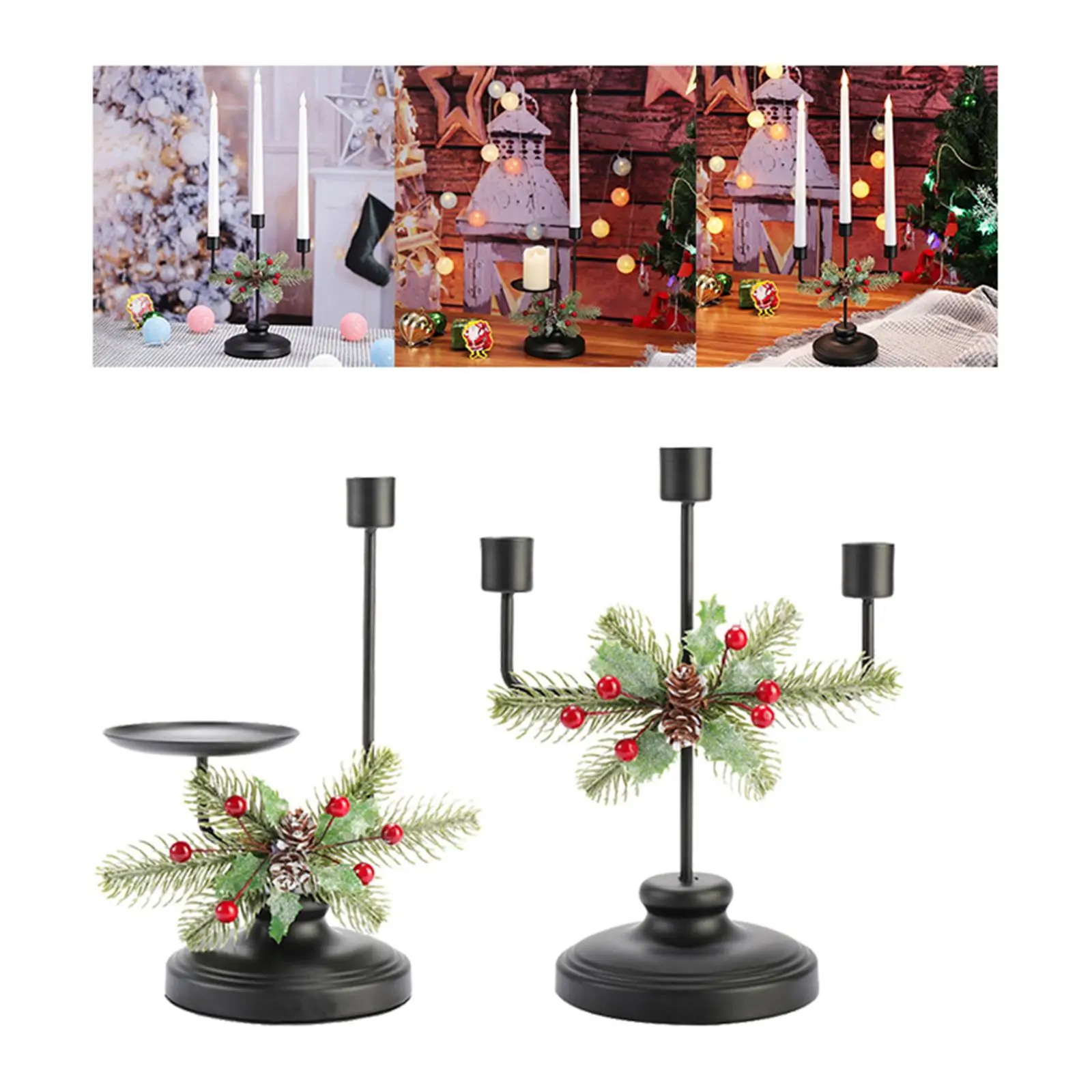 Christmas Candle Holder Candle Stand Metal Candlestick for Home Holiday Wedding Decor
