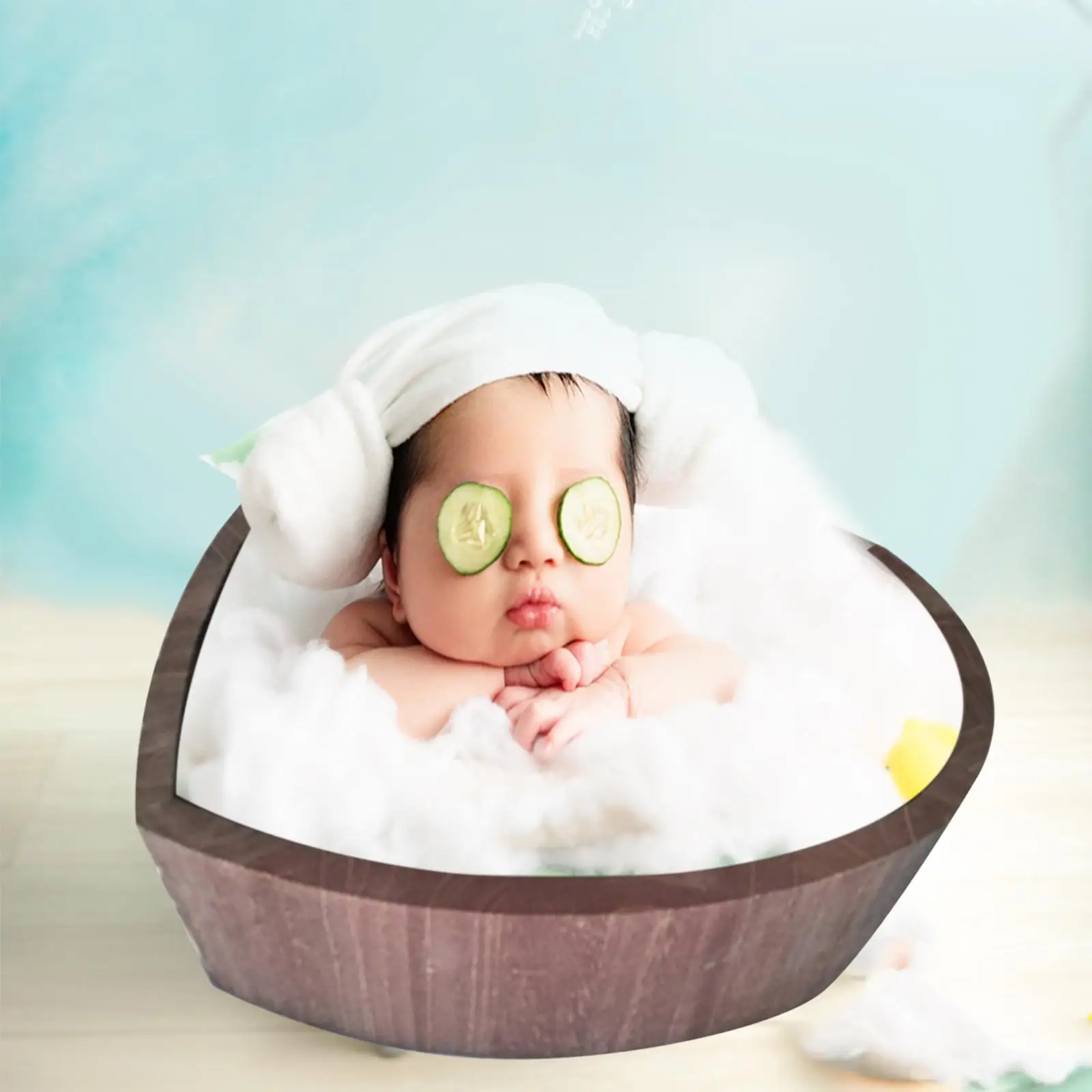 Newborn Infants Photography Props Wood Basin Heart Shaped Accessory Baby Cot