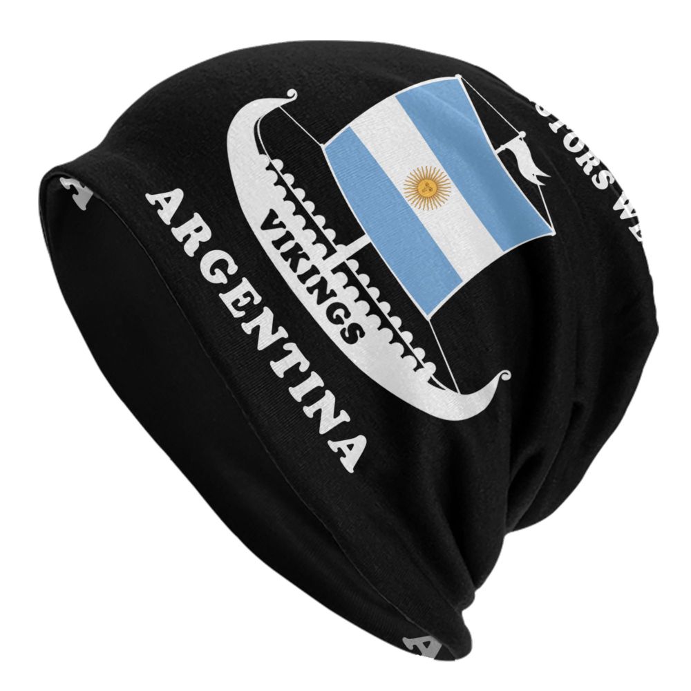 Benutzer definierte Flagge von Argentinien Schädel Mützen Mützen Männer Frauen Unisex Straße Winter warme Strick mütze Erwachsenen Motorhaube Hüte – Detail 19