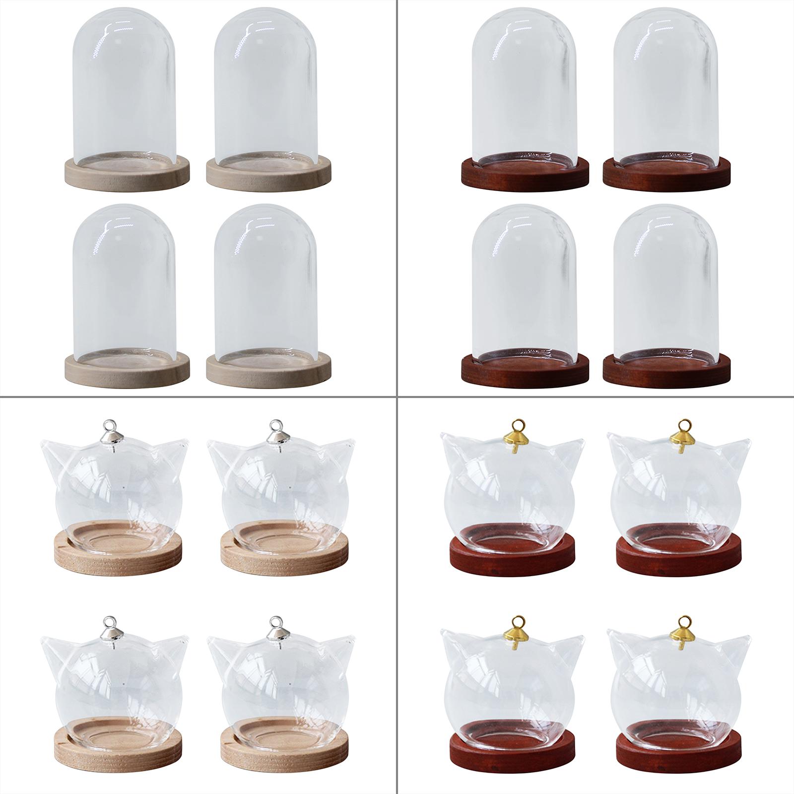 4 Pieces Dustproof Glass Cloche Dome, Vase Succulent Miniature Decorative Plants & Flowers Clear Glass Display Domes for Decor
