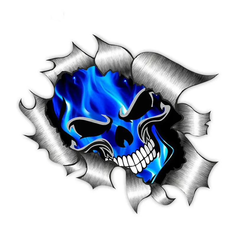 funny truck stickers 20x18cm Creative Ferocious Blue Flame Skull Car Sticker Pvc Personality Fashion Body Window Exquisite Waterproof Decal funny bumper stickers