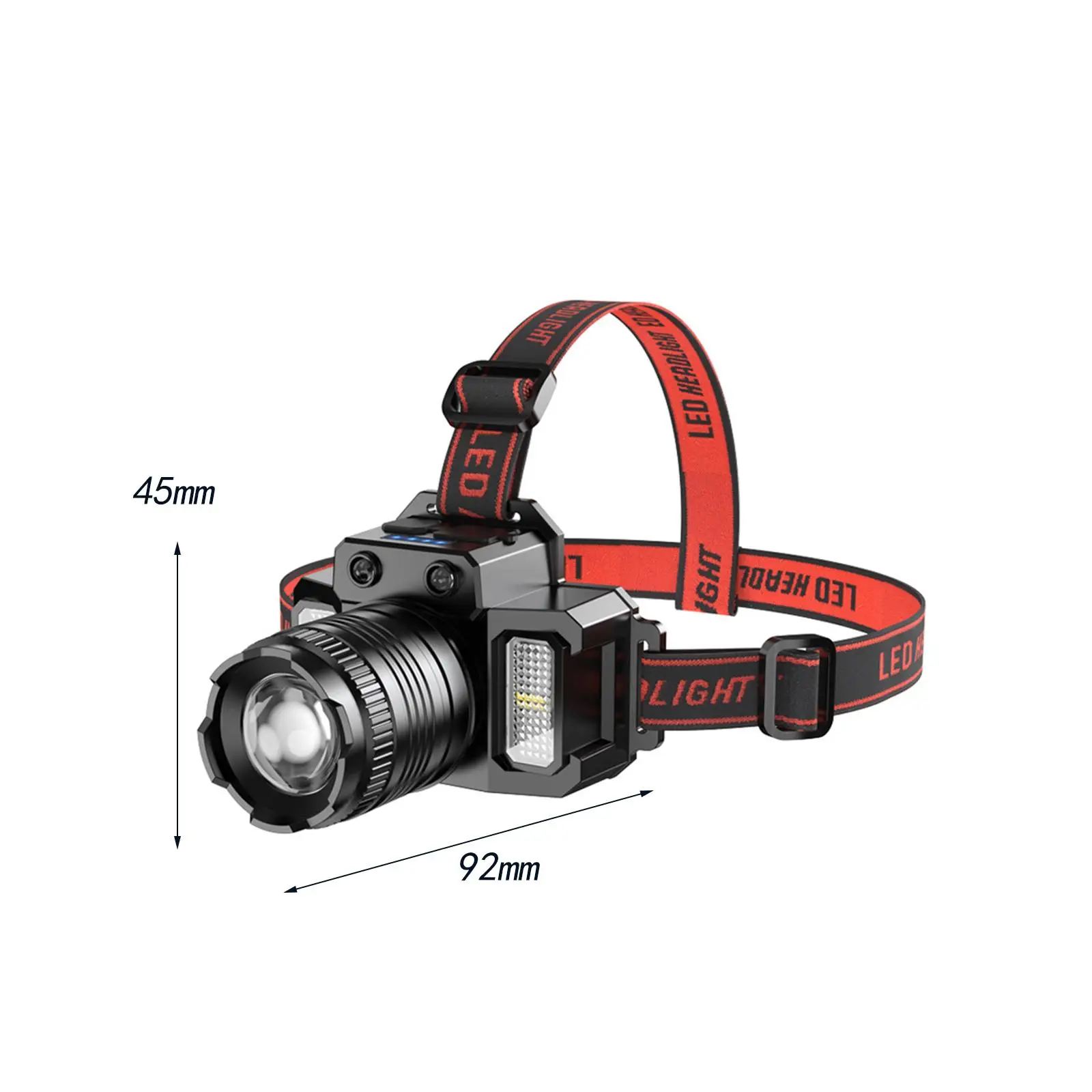 LED Rechargeable Headlamp High Lumens Sensing Switch Rotate Zoom Torch