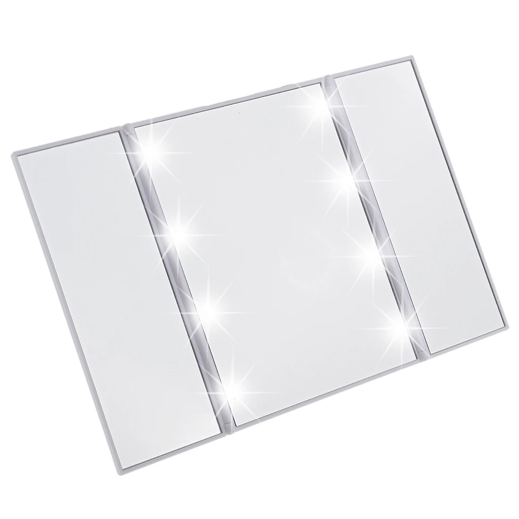 Makeup Tri-sided Foldable Portable Tabletop 8 LED Cosmetic Mirror