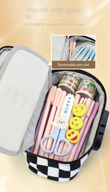 Mechanical Deformation Combination Lock Stationery Box Girl Cute Pencil  Case School Student Pencil Box Cartoon Plastic Pen Case