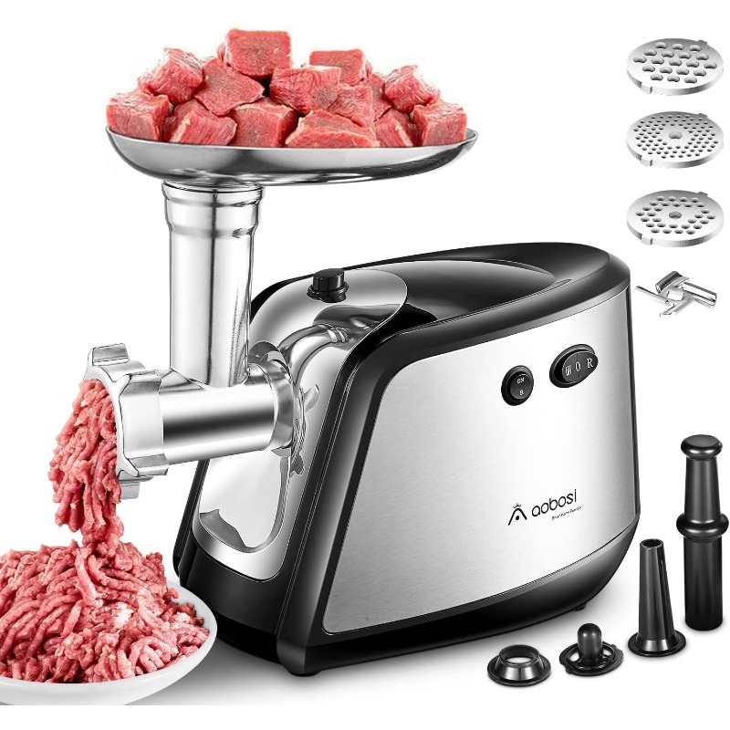 Title 10, Meat Grinder Electric AAOBOSI Heavy Duty Meat M...