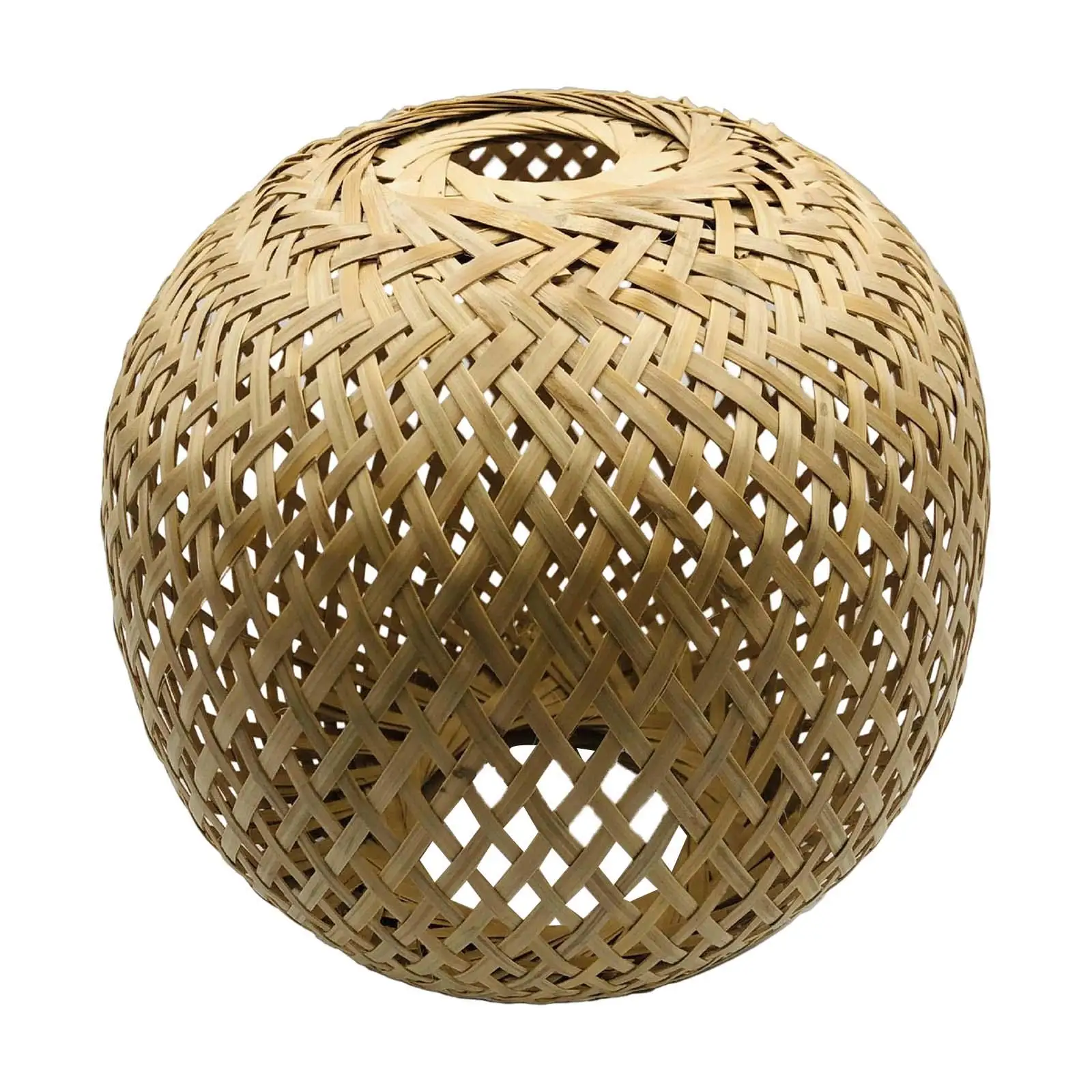 Round Pendant Light Cover Ceiling Light Fixture Droplight Handwoven Bamboo Lamp Shade for Nursery Dorm Bedside Table Lamp Office