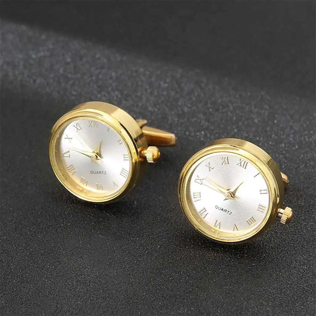 2x Classical Men`s Cufflinks Watch Movement French Cuff Links for Wedding Banquet suits