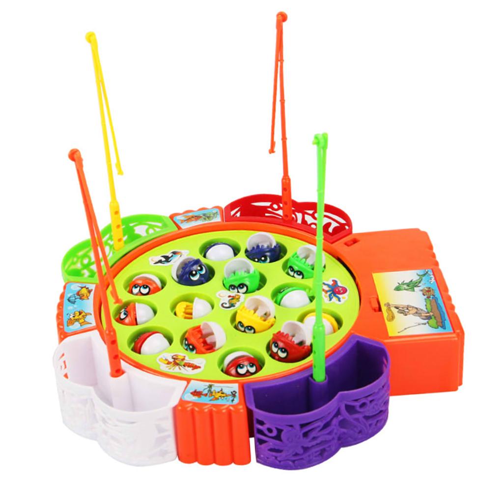 Musical Electric Fishing Game Set with 15 Fishes Toy for Boys Girls