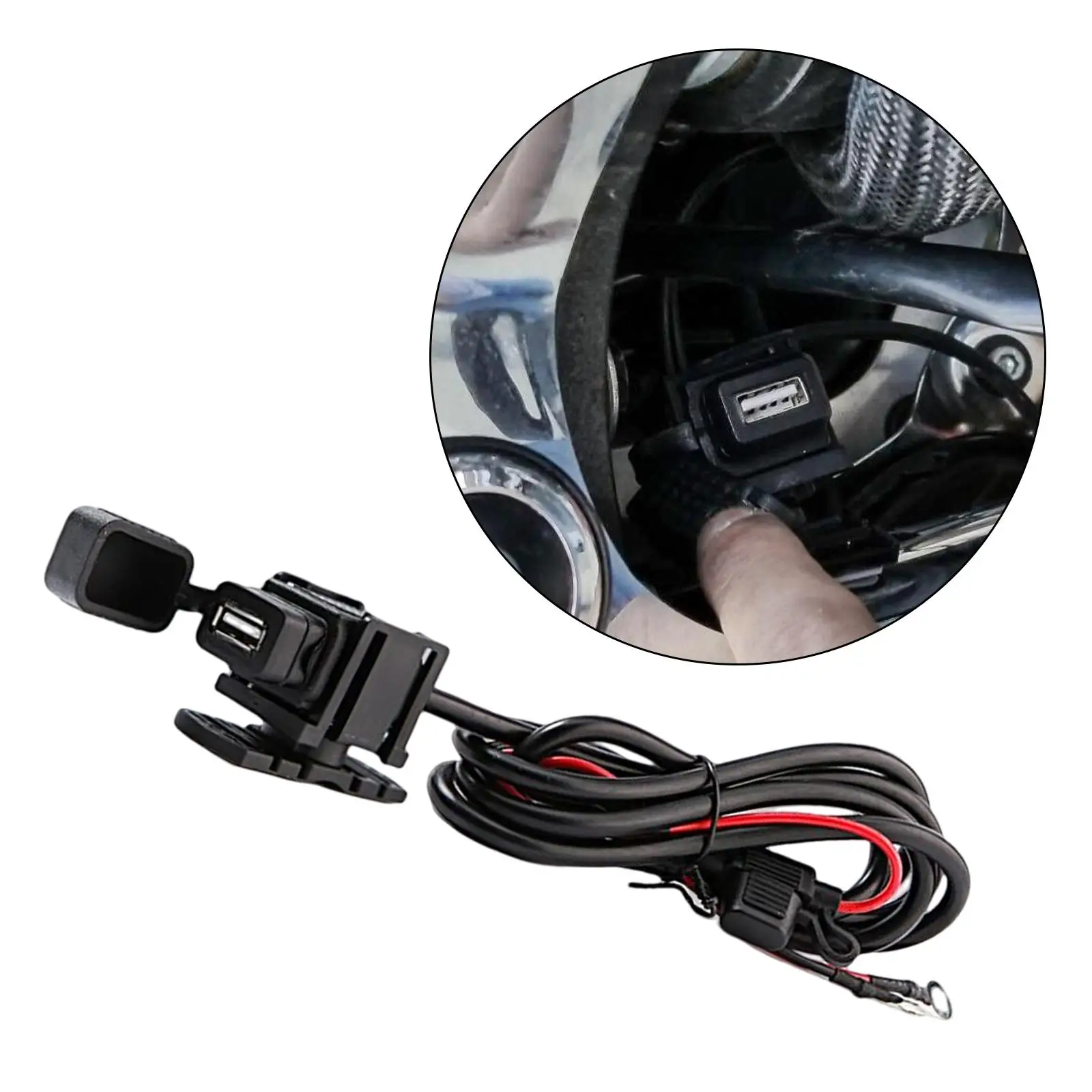 Motorcycle USB Charger Charging Cable Waterproof USB Port 5V 2.1A 12V-24V Socket Cable for Phone Tablet Motorcycle Accessories