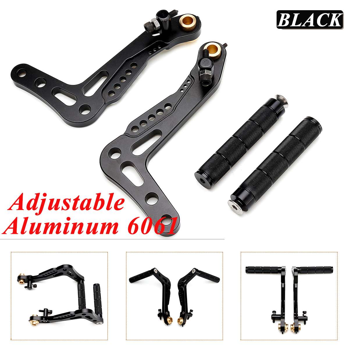 2-teiliges CNC-Aluminium-Billet-Set Rennkart-Pedale Fußpedal Brems- und Gaspedal-Set Schwarz-Gold Pedal für Rennkart – Detail 3